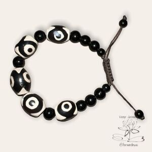 Adjustable Black and White Bracelet - Adorable